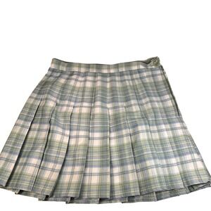 Rewind Plaid Pleated Skater Skirt SZ M High Waisted Schoolgirl Preppy Academia